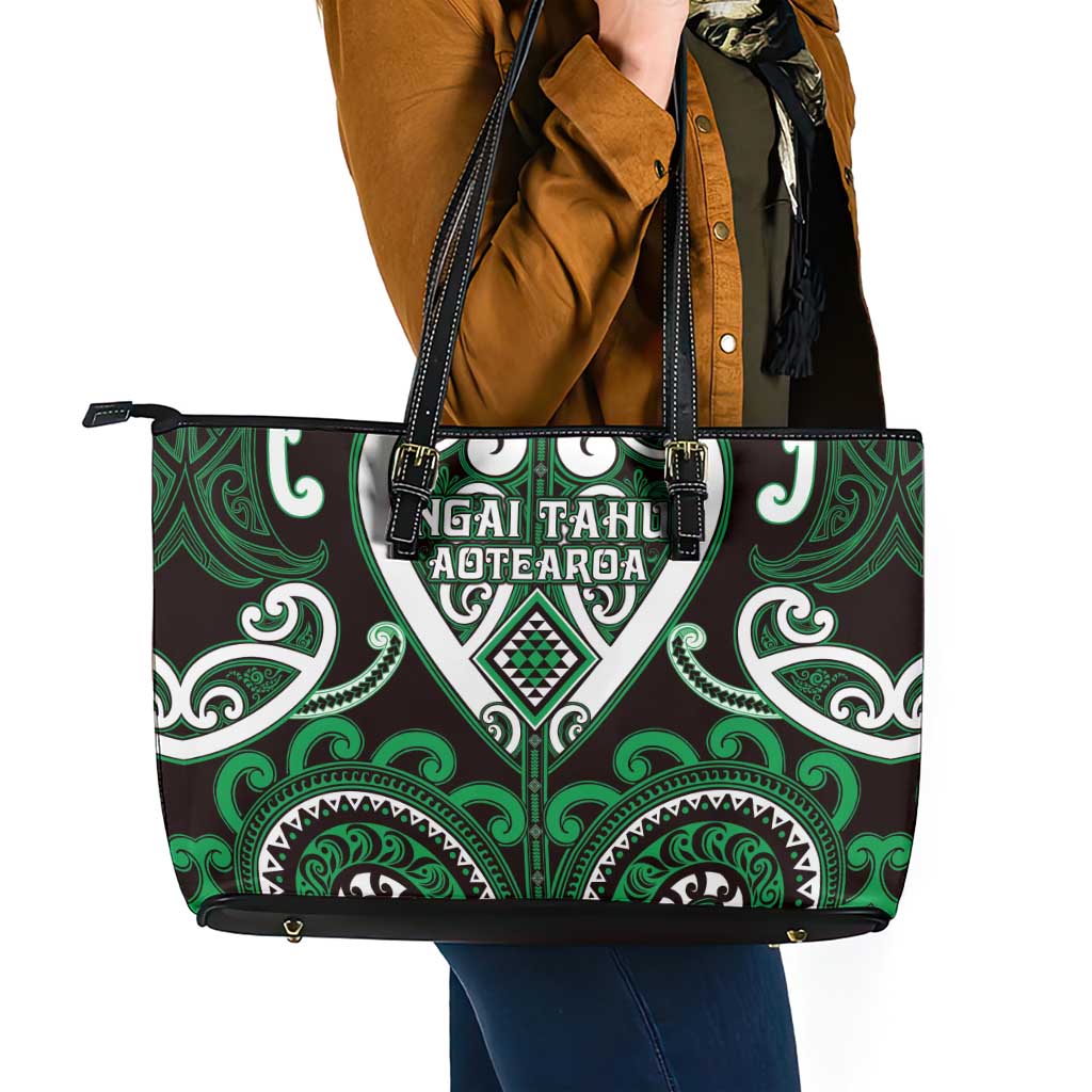 Aotearoa Ngai Tahu Leather Tote Bag Maori Tribal Pattern LT05 - Polynesian Pride