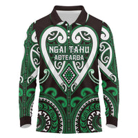 Custom Aotearoa Ngai Tahu Long Sleeve Polo Shirt Maori Tribal Pattern