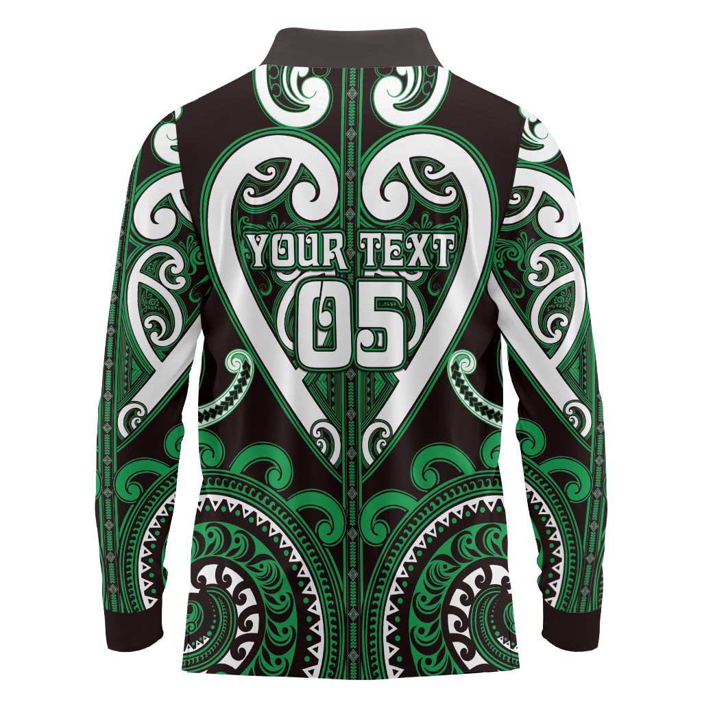 Custom Aotearoa Ngai Tahu Long Sleeve Polo Shirt Maori Tribal Pattern