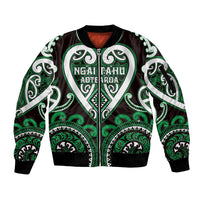 Custom Aotearoa Ngai Tahu Sleeve Zip Bomber Jacket Maori Tribal Pattern