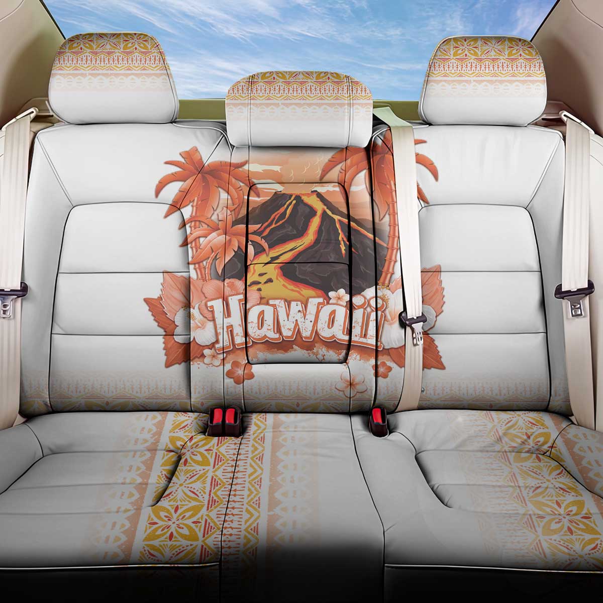 Hawaiian Volcano Lava Flow Back Car Seat Cover With Hawaiian Tapa Pattern