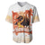 Hawaiian Volcano Lava Flow Baseball Jersey With Hawaiian Tapa Pattern