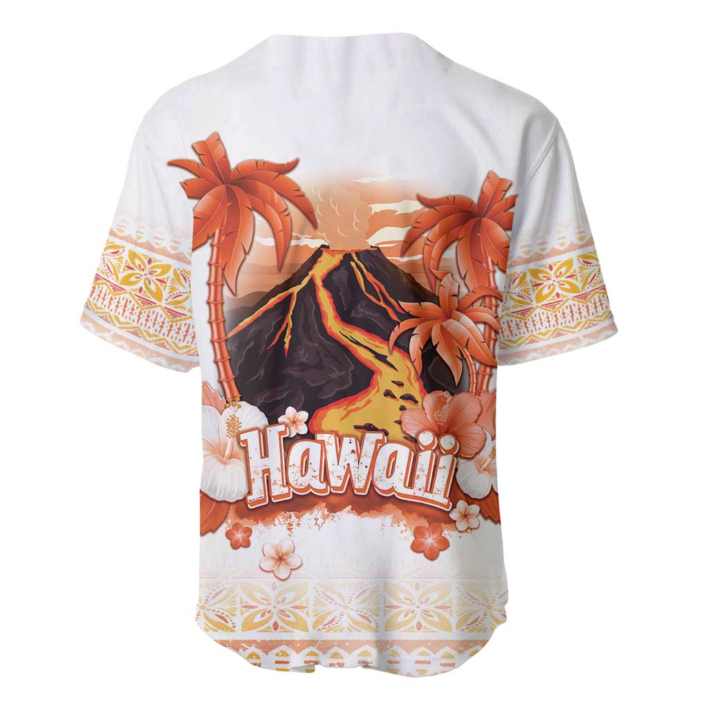 Hawaiian Volcano Lava Flow Baseball Jersey With Hawaiian Tapa Pattern