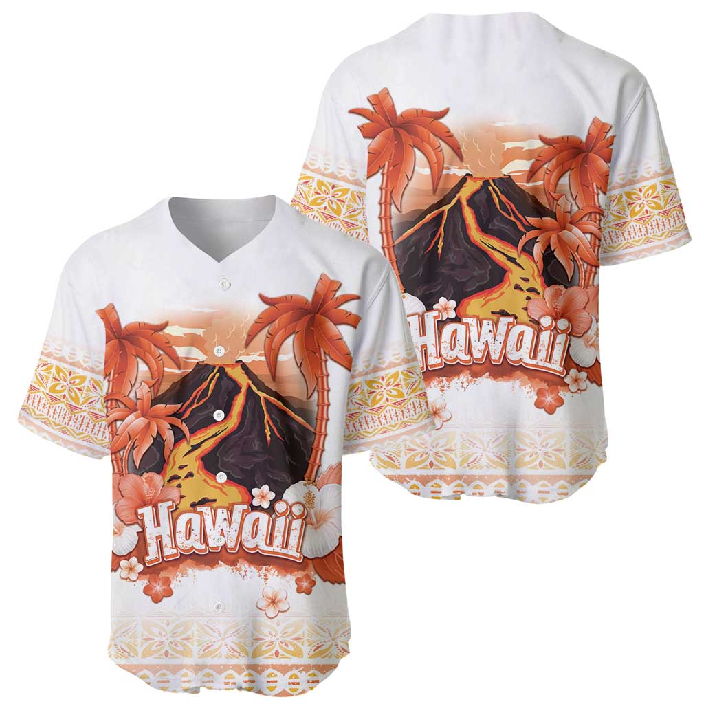 Hawaiian Volcano Lava Flow Baseball Jersey With Hawaiian Tapa Pattern