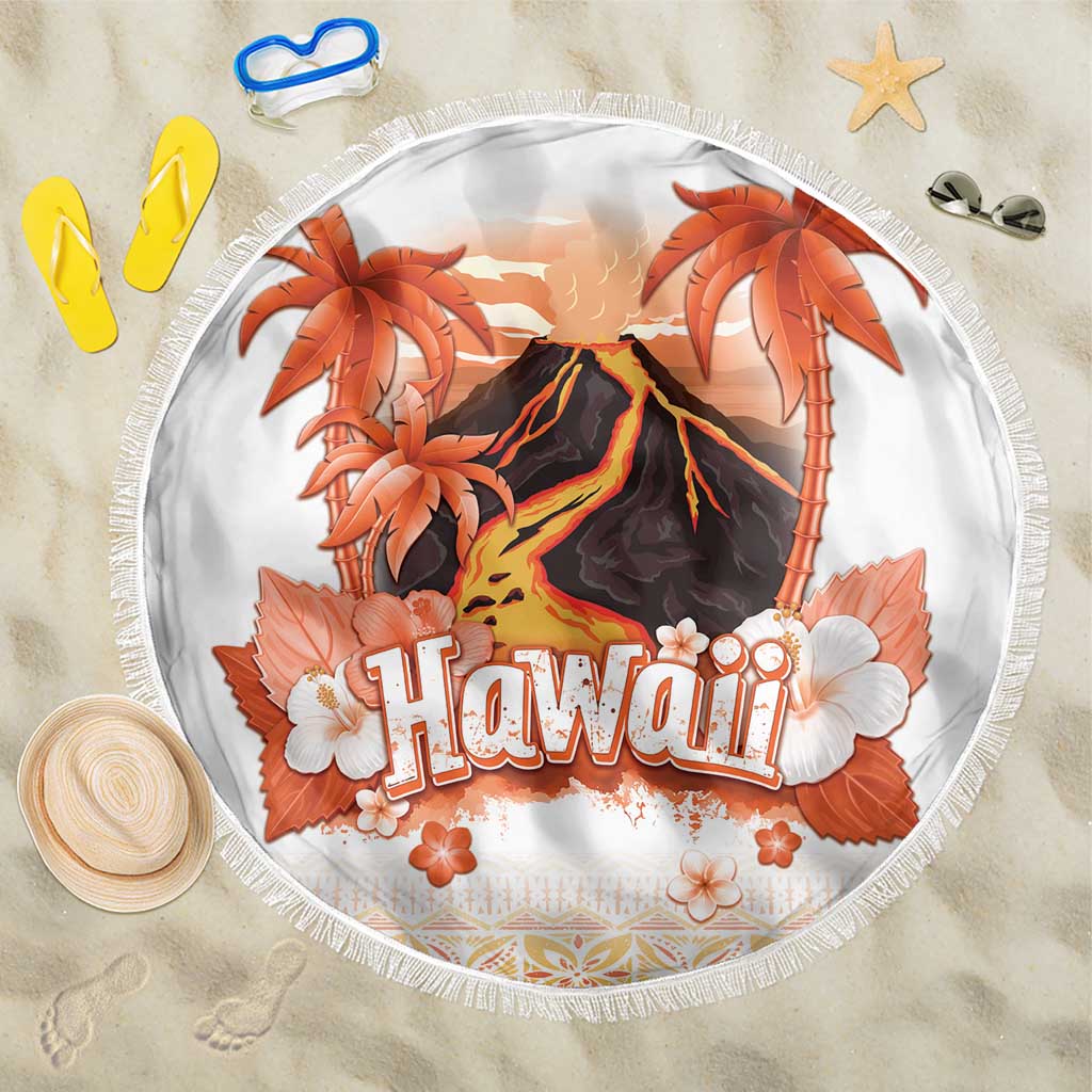 Hawaiian Volcano Lava Flow Beach Blanket With Hawaiian Tapa Pattern LT05 One Size 150cm Orange - Polynesian Pride