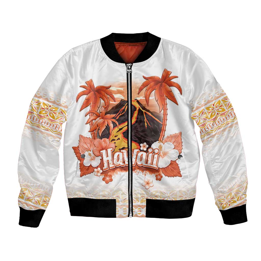 Hawaiian Volcano Lava Flow Bomber Jacket With Hawaiian Tapa Pattern