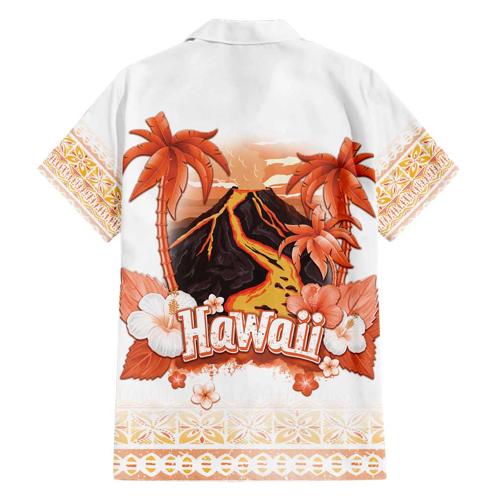 Hawaiian Volcano Lava Flow Family Matching Long Sleeve Bodycon Dress and Hawaiian Shirt With Hawaiian Tapa Pattern