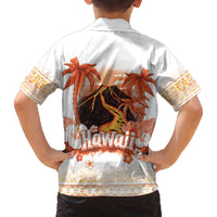 Hawaiian Volcano Lava Flow Family Matching Off Shoulder Short Dress and Hawaiian Shirt With Hawaiian Tapa Pattern LT05 - Polynesian Pride