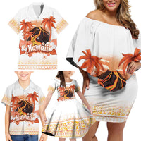 Hawaiian Volcano Lava Flow Family Matching Off Shoulder Short Dress and Hawaiian Shirt With Hawaiian Tapa Pattern LT05 - Polynesian Pride