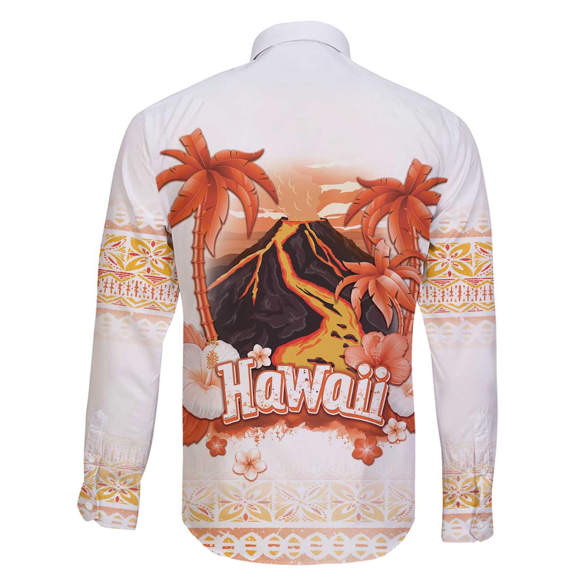 Hawaiian Volcano Lava Flow Family Matching Off Shoulder Short Dress and Hawaiian Shirt With Hawaiian Tapa Pattern LT05 - Polynesian Pride