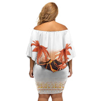 Hawaiian Volcano Lava Flow Family Matching Off Shoulder Short Dress and Hawaiian Shirt With Hawaiian Tapa Pattern LT05 - Polynesian Pride