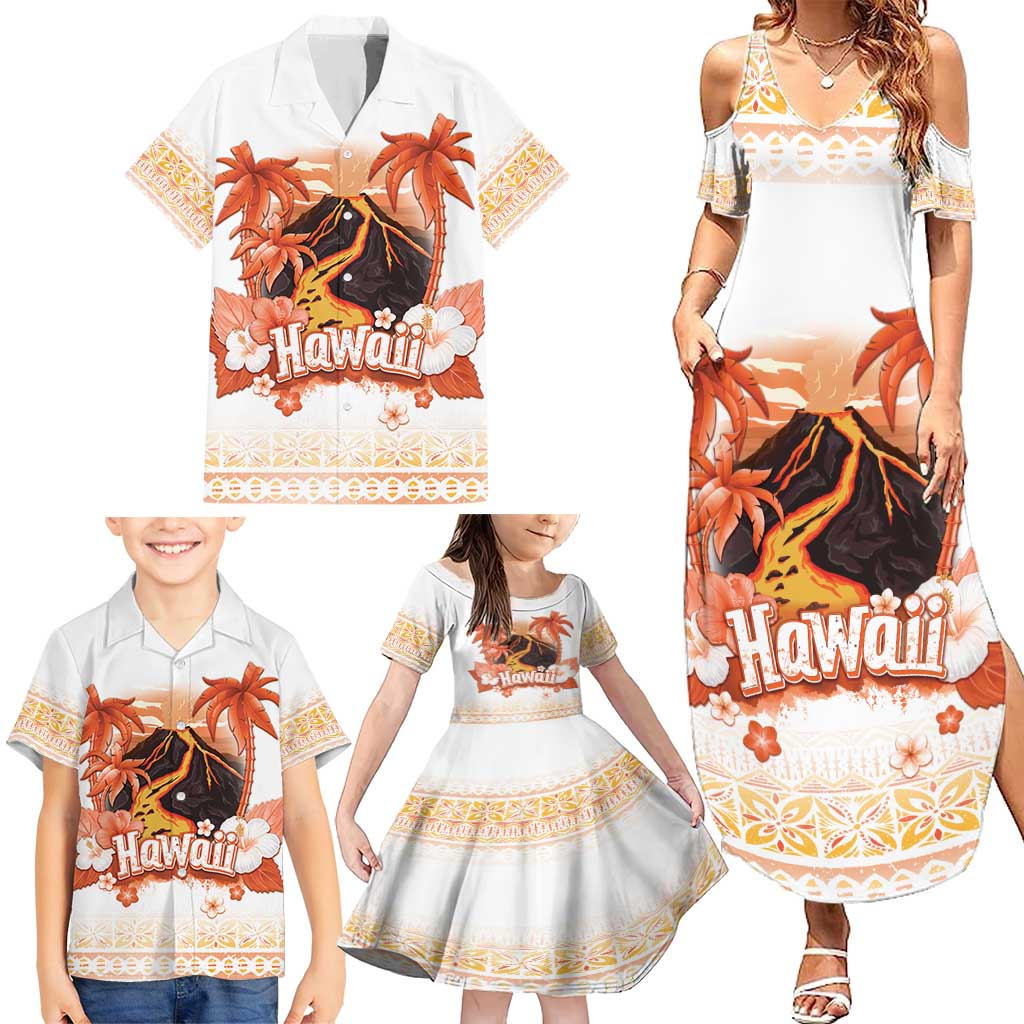 Hawaiian Volcano Lava Flow Family Matching Summer Maxi Dress and Hawaiian Shirt With Hawaiian Tapa Pattern LT05 - Polynesian Pride