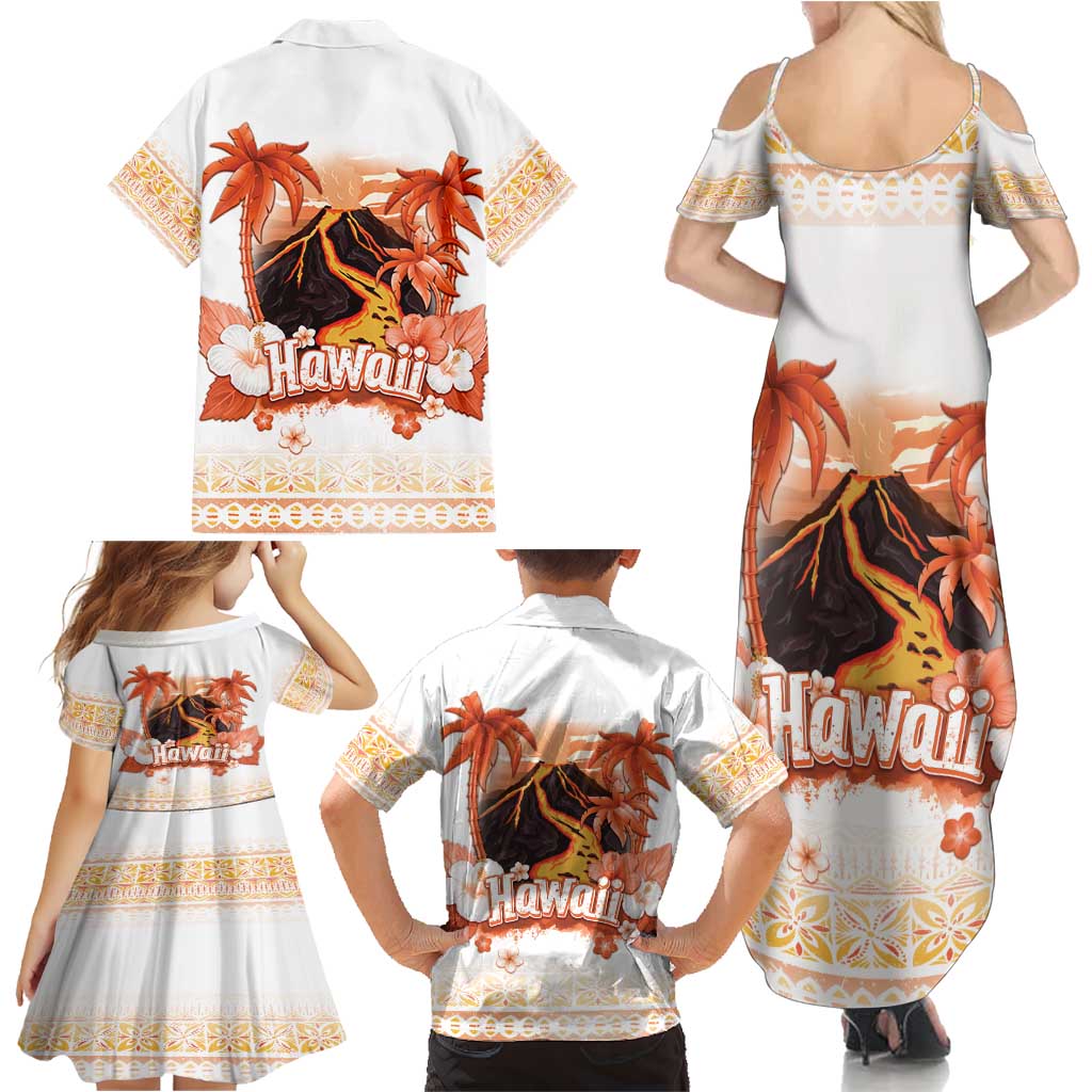 Hawaiian Volcano Lava Flow Family Matching Summer Maxi Dress and Hawaiian Shirt With Hawaiian Tapa Pattern LT05 - Polynesian Pride