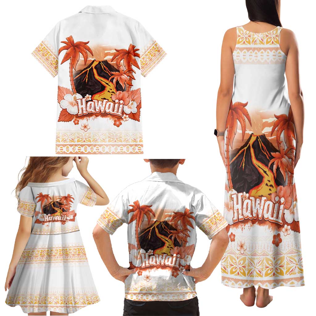 Hawaiian Volcano Lava Flow Family Matching Tank Maxi Dress and Hawaiian Shirt With Hawaiian Tapa Pattern LT05 - Polynesian Pride