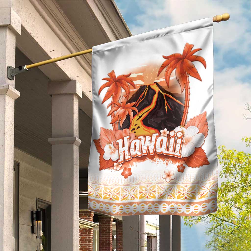 Hawaiian Volcano Lava Flow Garden Flag With Hawaiian Tapa Pattern LT05 House Flag Orange - Polynesian Pride