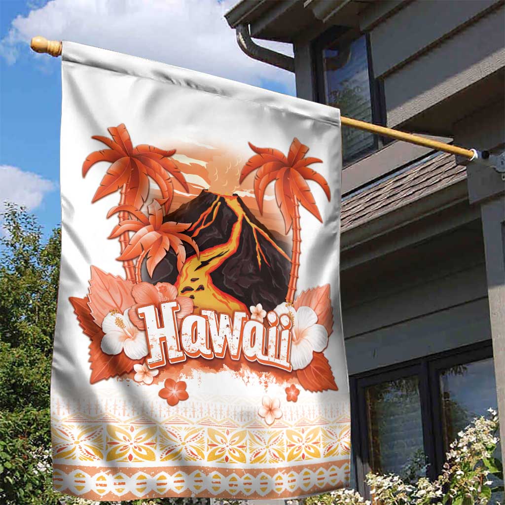 Hawaiian Volcano Lava Flow Garden Flag With Hawaiian Tapa Pattern LT05 - Polynesian Pride
