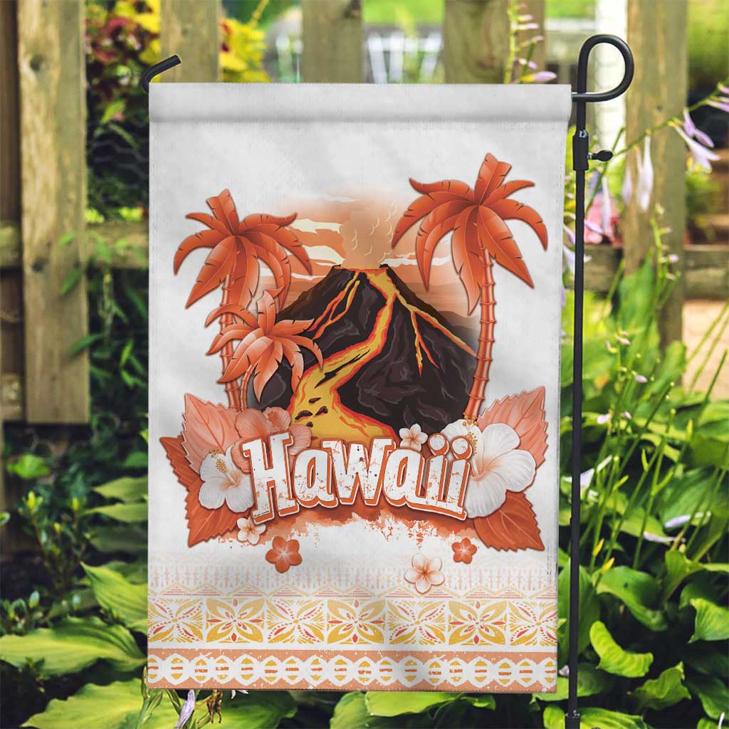Hawaiian Volcano Lava Flow Garden Flag With Hawaiian Tapa Pattern LT05 Garden Flag Orange - Polynesian Pride
