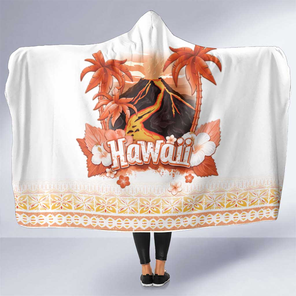 Hawaiian Volcano Lava Flow Hooded Blanket With Hawaiian Tapa Pattern