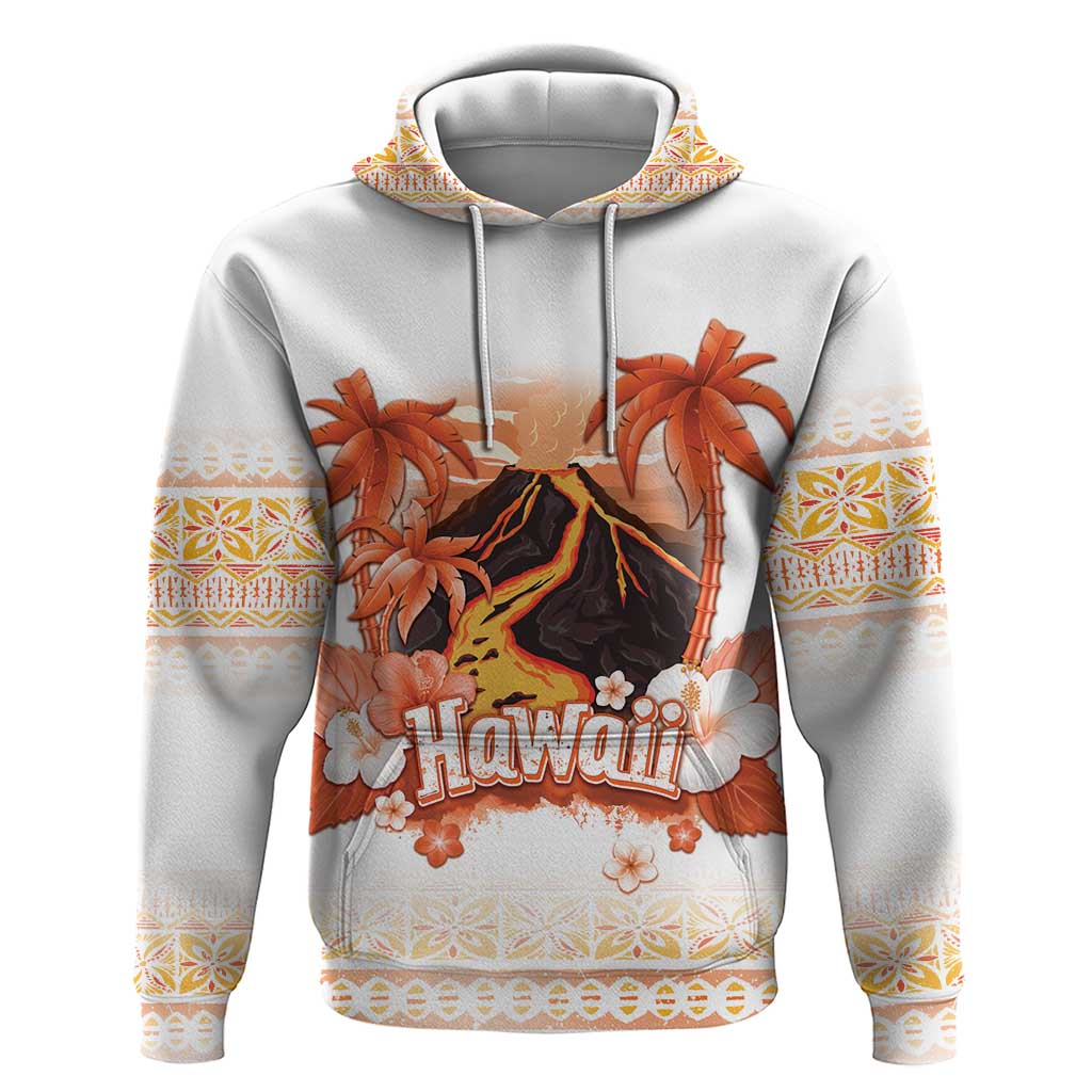 Hawaiian Volcano Lava Flow Hoodie With Hawaiian Tapa Pattern