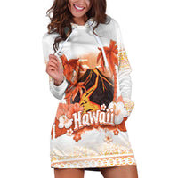 Hawaiian Volcano Lava Flow Hoodie Dress With Hawaiian Tapa Pattern LT05 Orange - Polynesian Pride