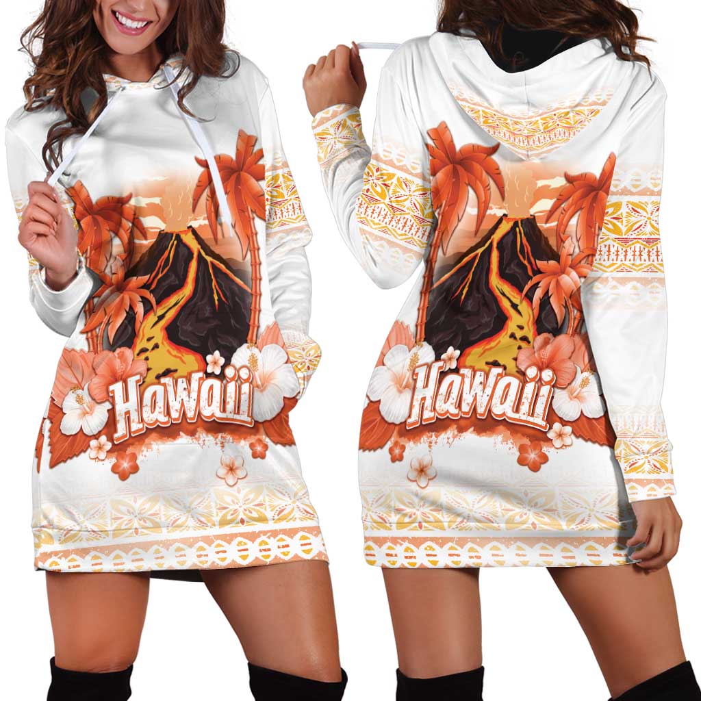 Hawaiian Volcano Lava Flow Hoodie Dress With Hawaiian Tapa Pattern LT05 - Polynesian Pride