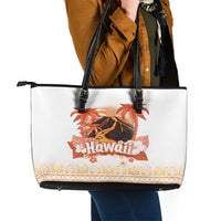 Hawaiian Volcano Lava Flow Leather Tote Bag With Hawaiian Tapa Pattern LT05 - Polynesian Pride