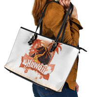 Hawaiian Volcano Lava Flow Leather Tote Bag With Hawaiian Tapa Pattern LT05 - Polynesian Pride