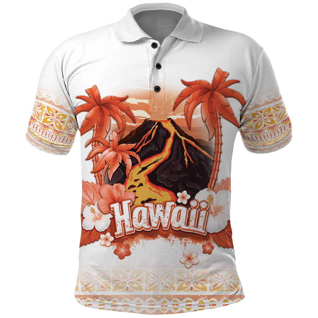 Hawaiian Volcano Lava Flow Polo Shirt With Hawaiian Tapa Pattern