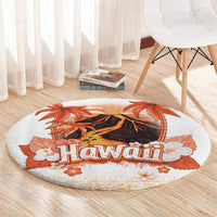 Hawaiian Volcano Lava Flow Round Carpet With Hawaiian Tapa Pattern