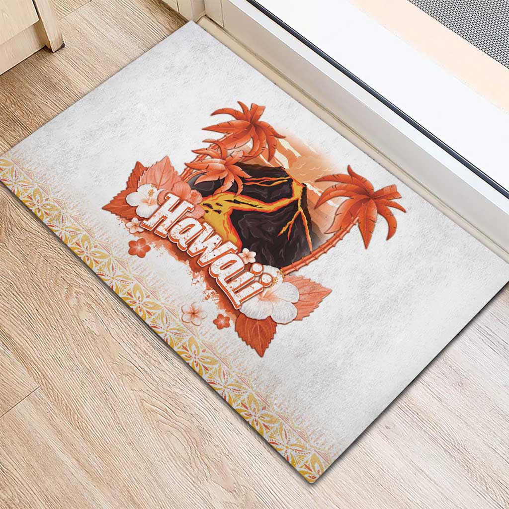 Hawaiian Volcano Lava Flow Rubber Doormat With Hawaiian Tapa Pattern LT05 - Polynesian Pride