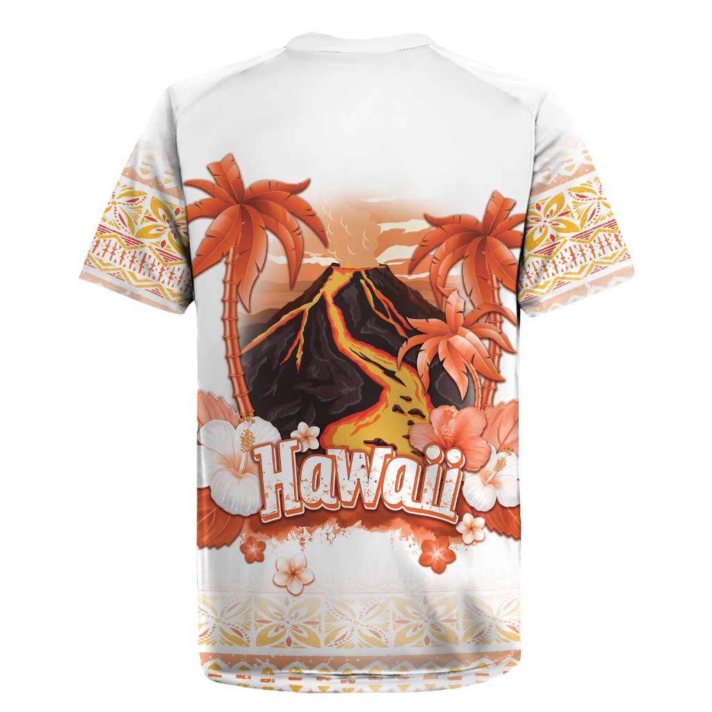 Hawaiian Volcano Lava Flow Rugby Jersey With Hawaiian Tapa Pattern LT05 - Polynesian Pride