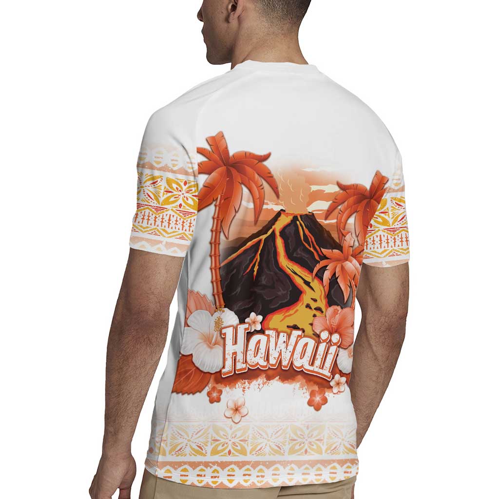 Hawaiian Volcano Lava Flow Rugby Jersey With Hawaiian Tapa Pattern LT05 - Polynesian Pride