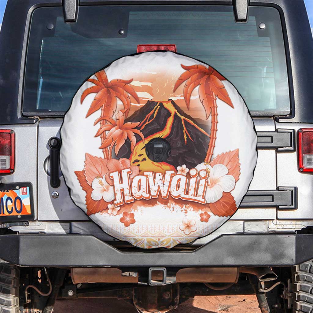 Hawaiian Volcano Lava Flow Spare Tire Cover With Hawaiian Tapa Pattern LT05 Orange - Polynesian Pride