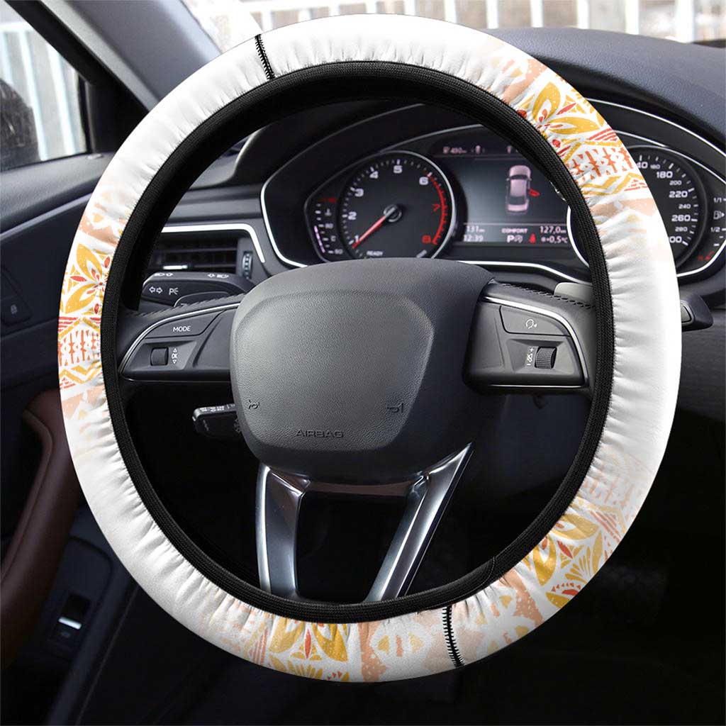 Hawaiian Volcano Lava Flow Steering Wheel Cover With Hawaiian Tapa Pattern