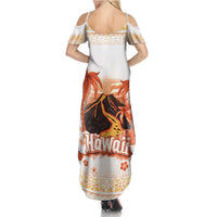 Hawaiian Volcano Lava Flow Summer Maxi Dress With Hawaiian Tapa Pattern LT05 - Polynesian Pride