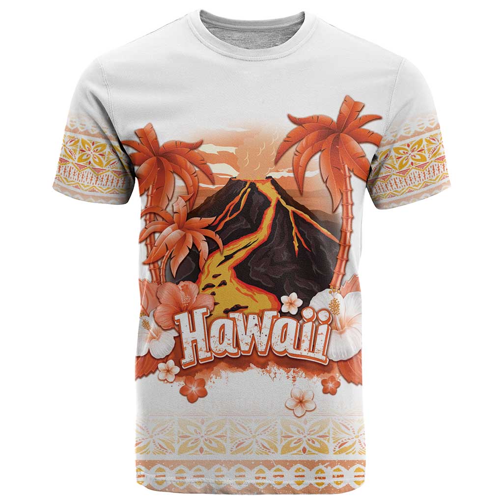 Hawaiian Volcano Lava Flow T Shirt With Hawaiian Tapa Pattern