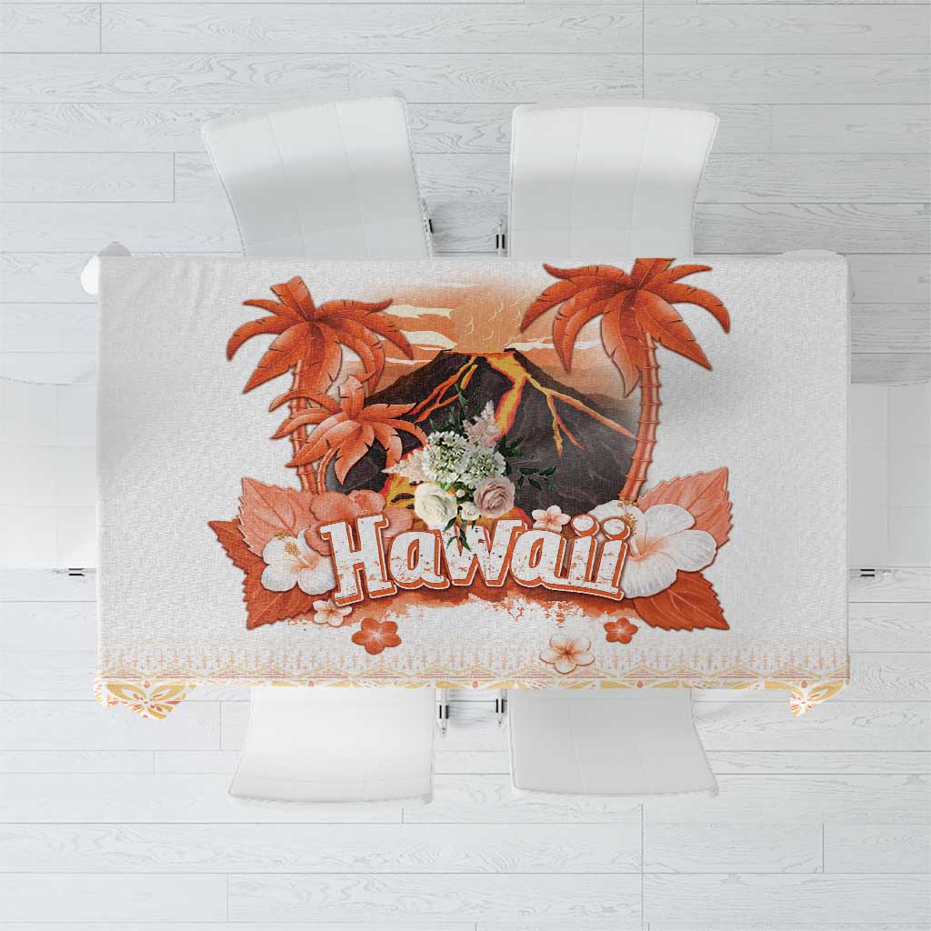 Hawaiian Volcano Lava Flow Tablecloth With Hawaiian Tapa Pattern LT05 Orange - Polynesian Pride