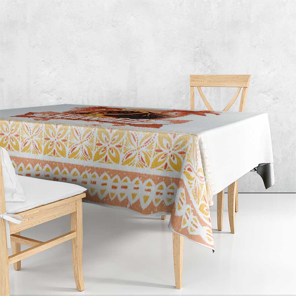 Hawaiian Volcano Lava Flow Tablecloth With Hawaiian Tapa Pattern LT05 - Polynesian Pride