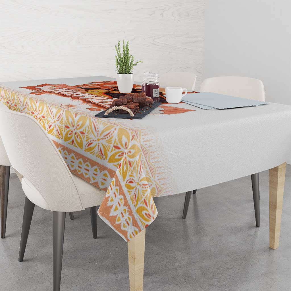 Hawaiian Volcano Lava Flow Tablecloth With Hawaiian Tapa Pattern LT05 - Polynesian Pride