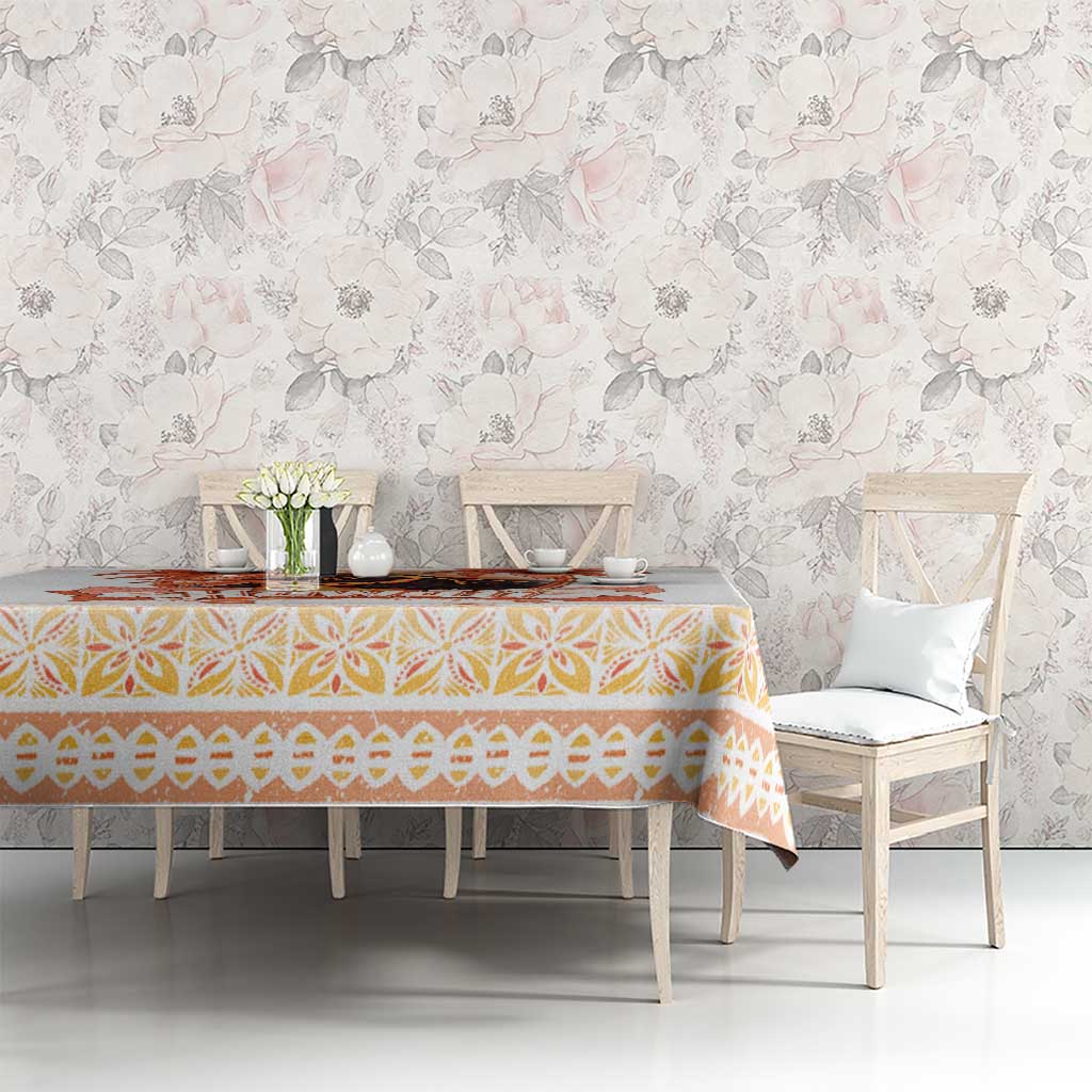 Hawaiian Volcano Lava Flow Tablecloth With Hawaiian Tapa Pattern LT05 - Polynesian Pride