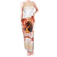 Hawaiian Volcano Lava Flow Tank Maxi Dress With Hawaiian Tapa Pattern LT05 Women Orange - Polynesian Pride