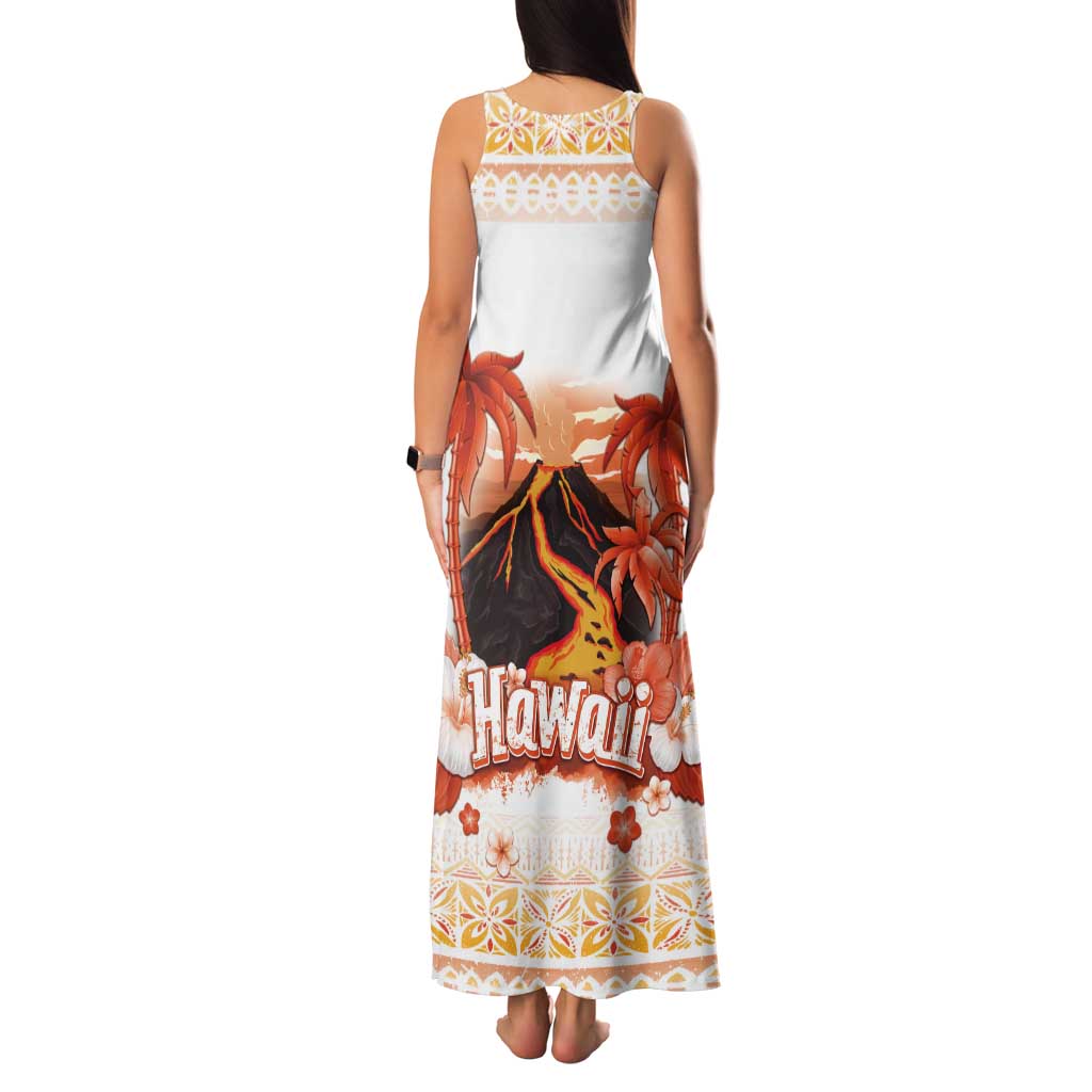 Hawaiian Volcano Lava Flow Tank Maxi Dress With Hawaiian Tapa Pattern LT05 - Polynesian Pride