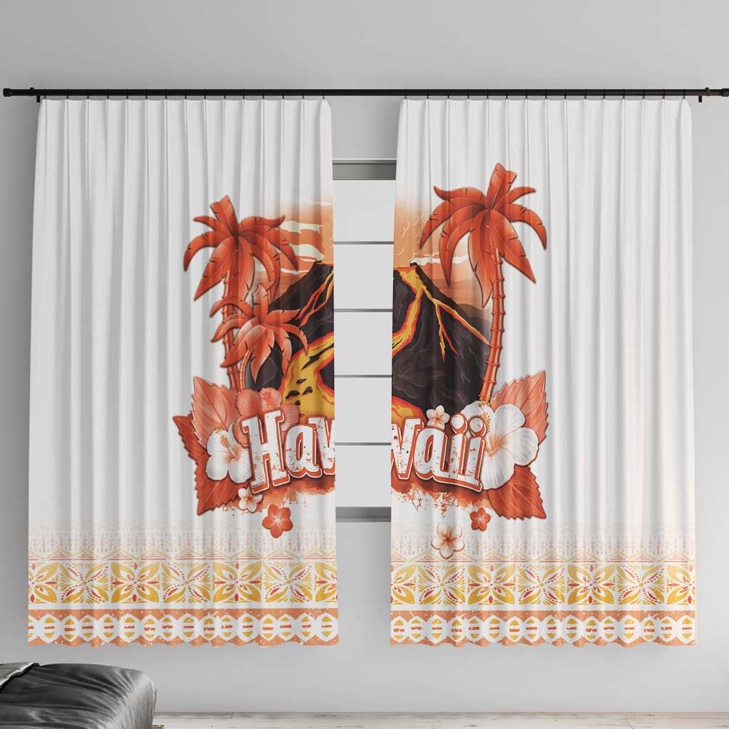 Hawaiian Volcano Lava Flow Window Curtain With Hawaiian Tapa Pattern LT05 With Hooks Orange - Polynesian Pride