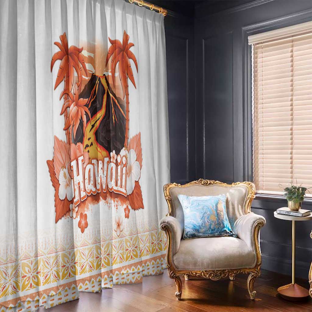 Hawaiian Volcano Lava Flow Window Curtain With Hawaiian Tapa Pattern LT05 - Polynesian Pride
