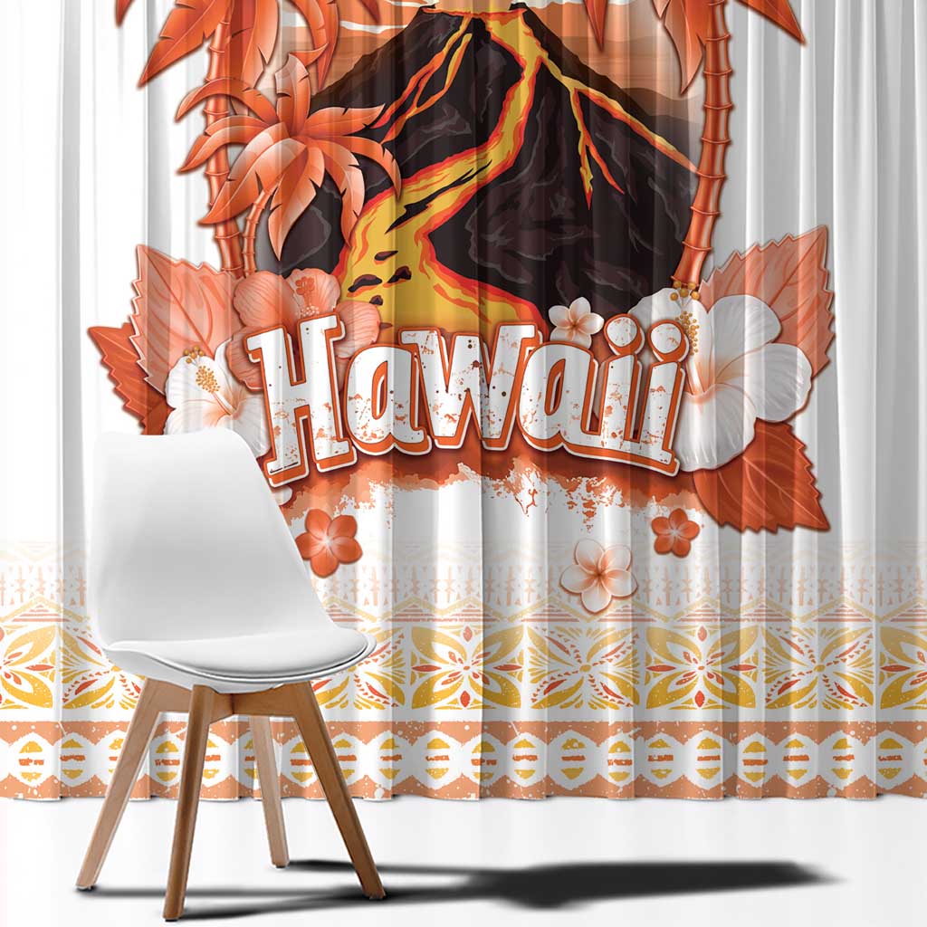 Hawaiian Volcano Lava Flow Window Curtain With Hawaiian Tapa Pattern LT05 - Polynesian Pride