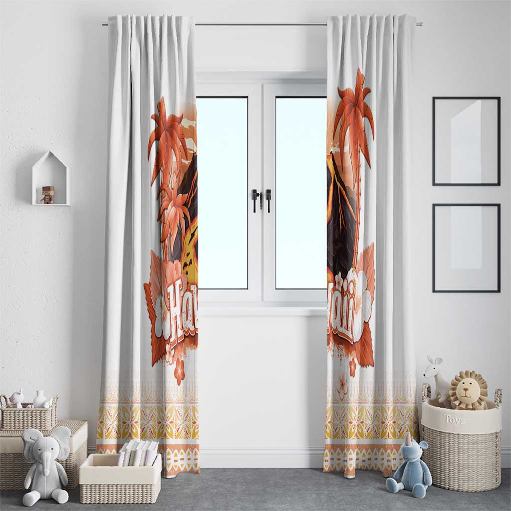 Hawaiian Volcano Lava Flow Window Curtain With Hawaiian Tapa Pattern LT05 - Polynesian Pride