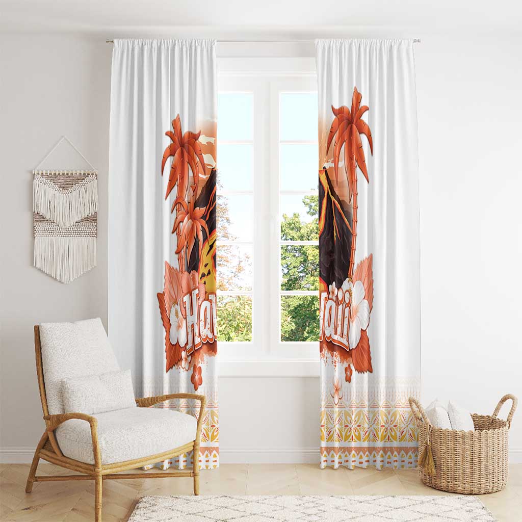 Hawaiian Volcano Lava Flow Window Curtain With Hawaiian Tapa Pattern LT05 - Polynesian Pride