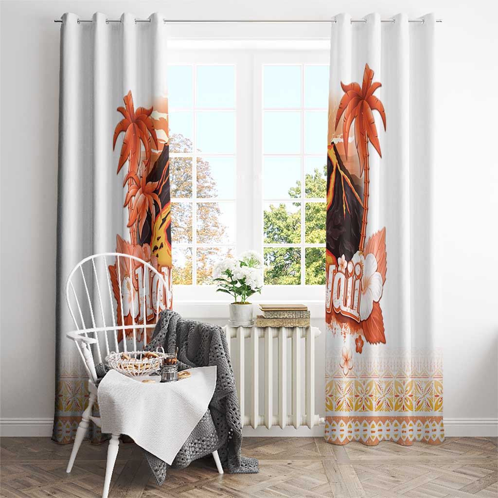 Hawaiian Volcano Lava Flow Window Curtain With Hawaiian Tapa Pattern LT05 - Polynesian Pride