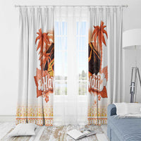 Hawaiian Volcano Lava Flow Window Curtain With Hawaiian Tapa Pattern LT05 - Polynesian Pride