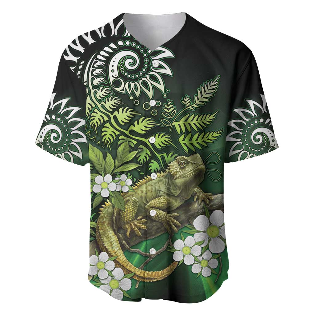 Aotearoa New Zealand Tuatara Baseball Jersey Maori Koru Art